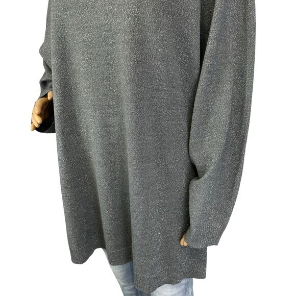 Catherines Studded Shimmer Knit Sweater Gray Silver V-Neck Plus Size 3X - Picture 8 of 11